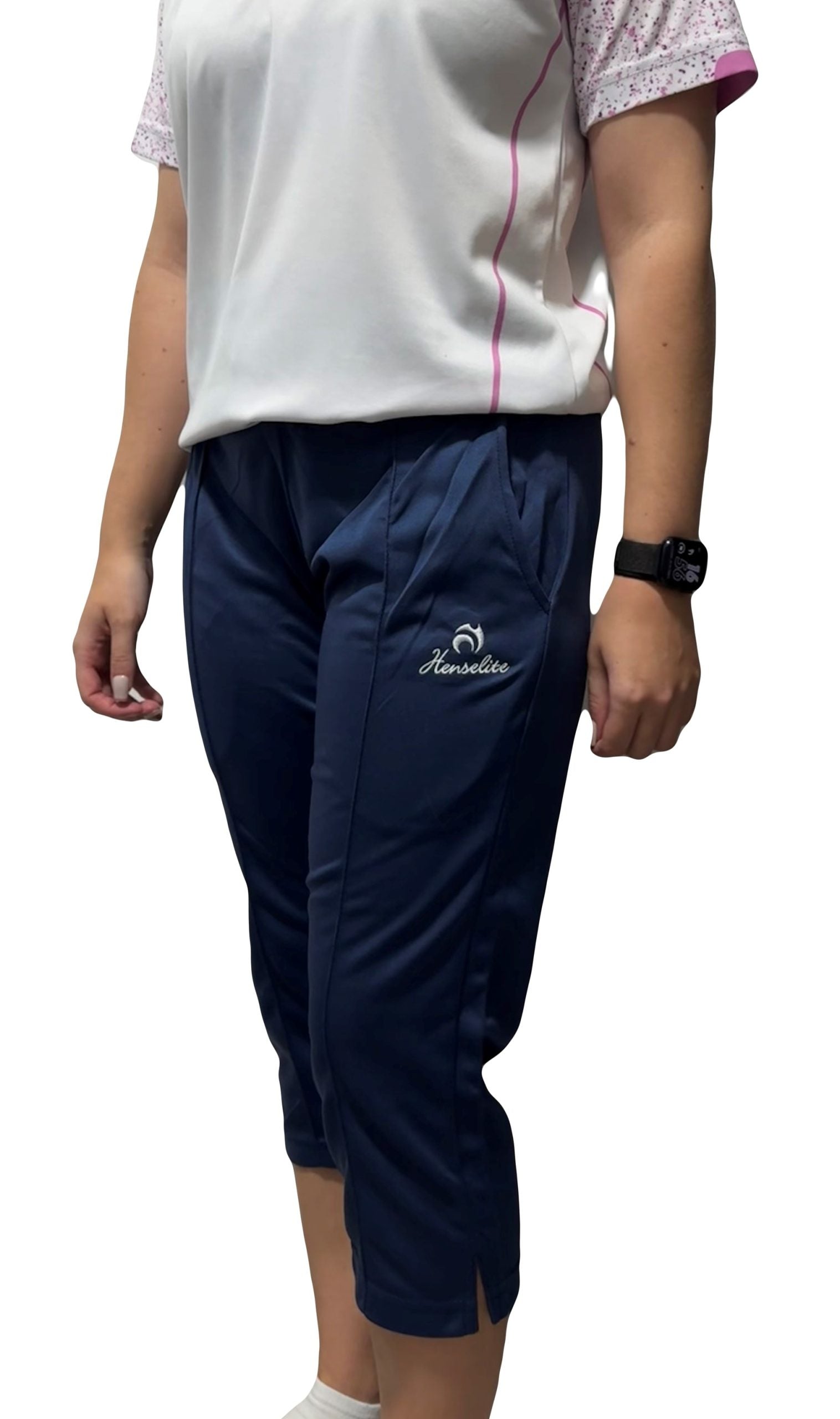 Henselite Ladies High Waist Cropped Navy Trouser