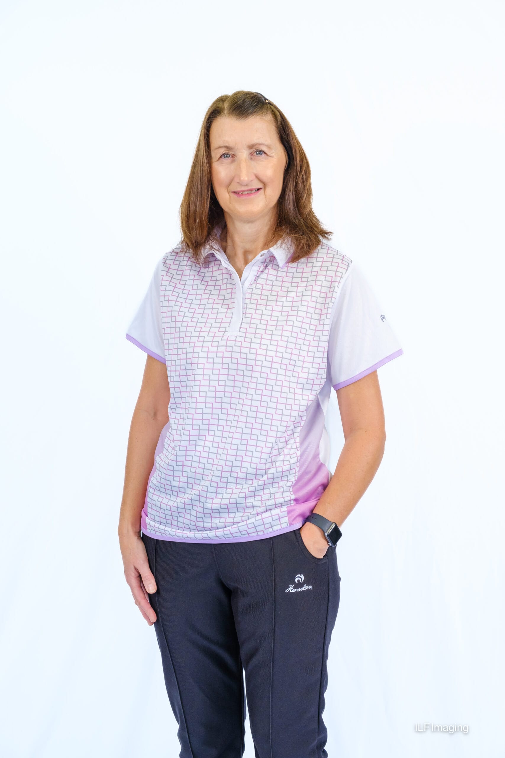 Henselite Style 23 Ladies Bowls Shirt White -Lilac