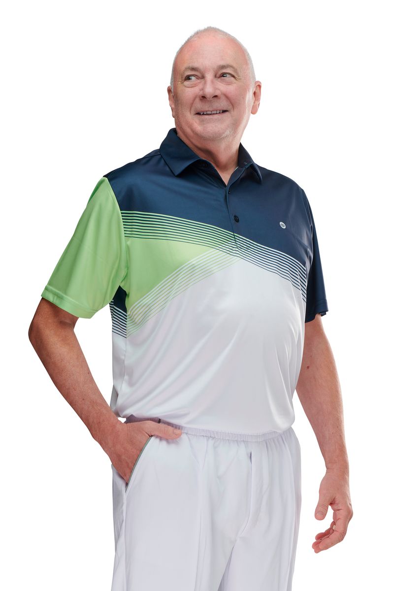 Drakes Pride Orion Gents Bowls Shirt Navy Green White