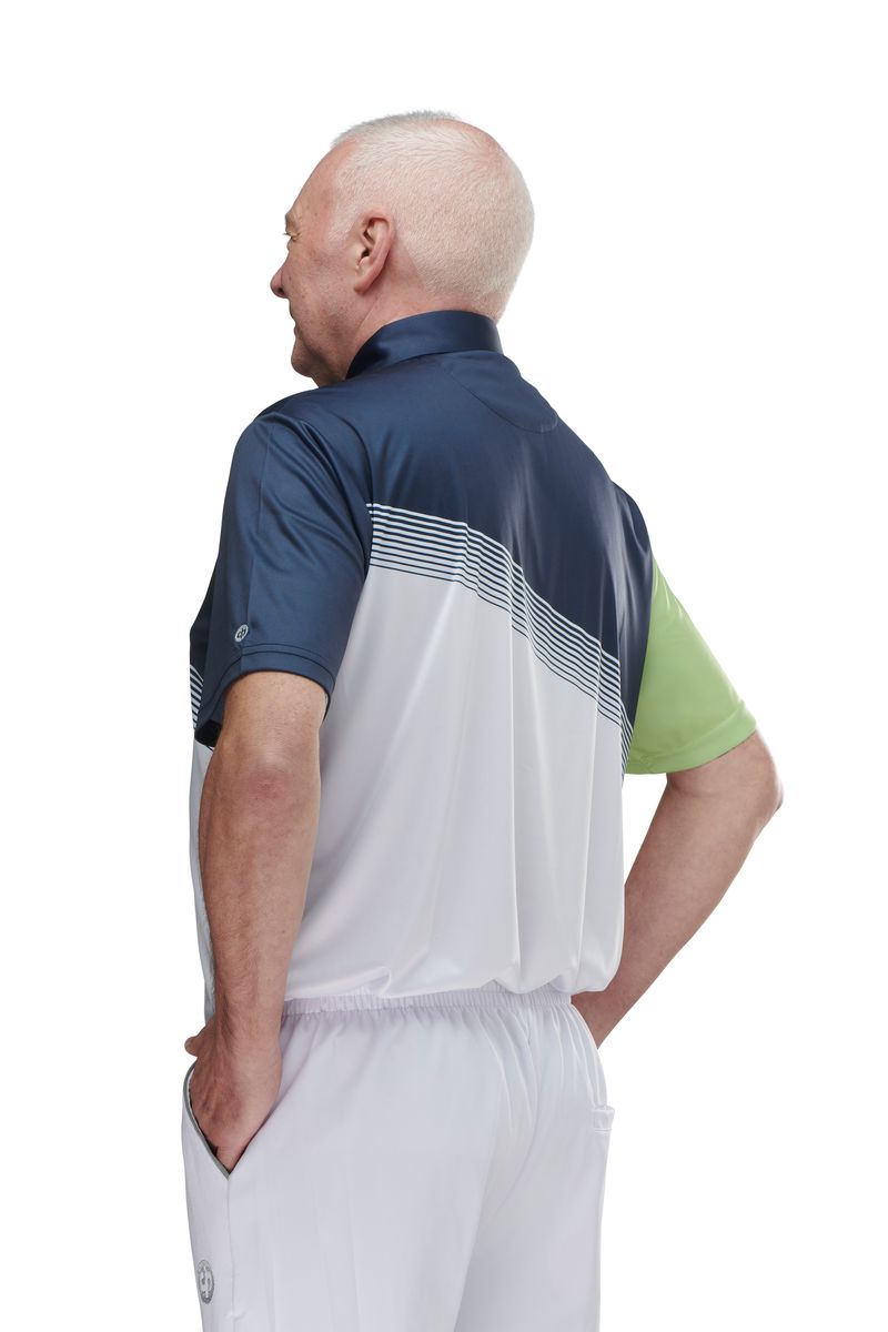 Drakes Pride Orion Gents Bowls Shirt Navy Green White